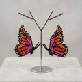 Pink Beaded Butterfly Wing Earrings