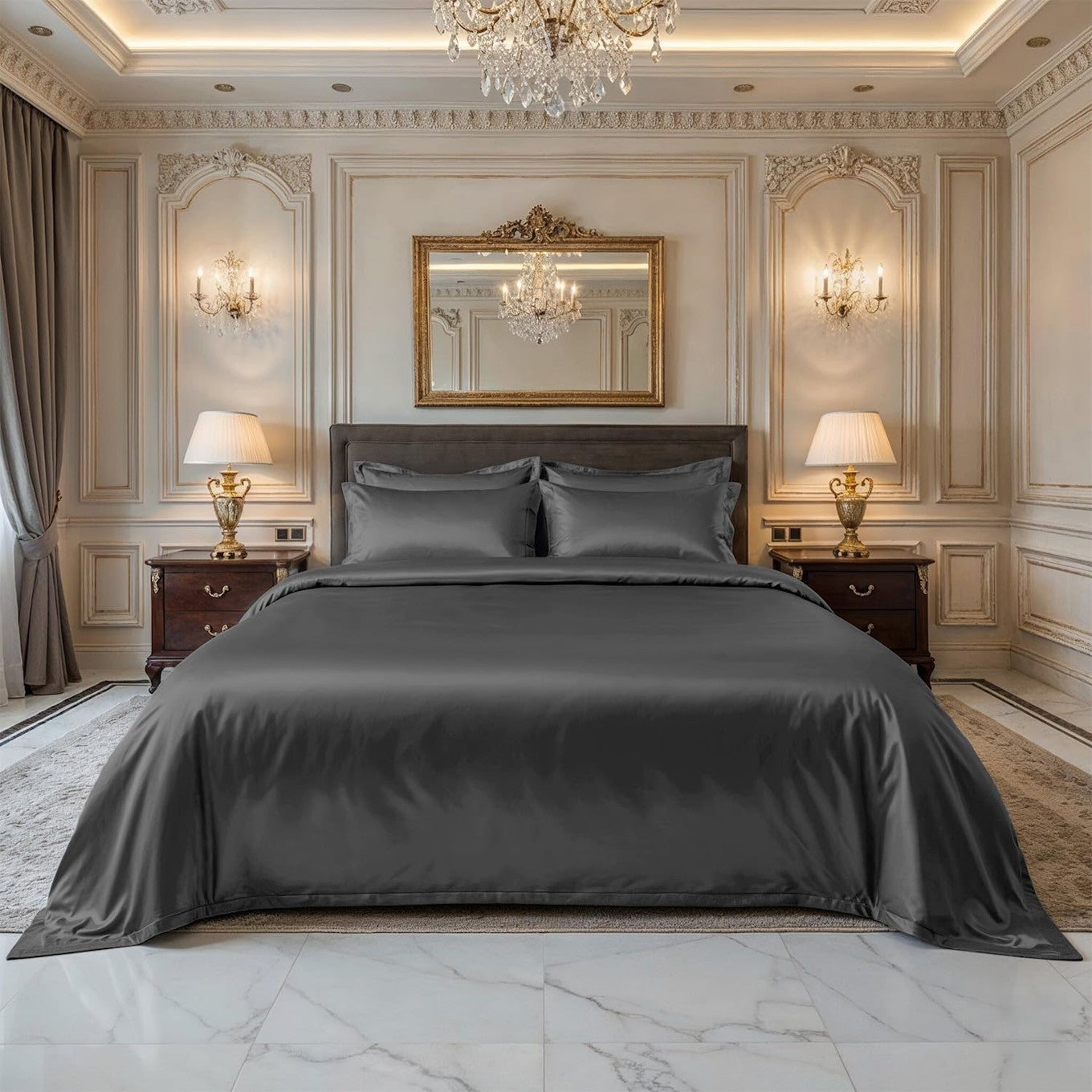 Bamboo Silk Bedsheet Grey King Size Set