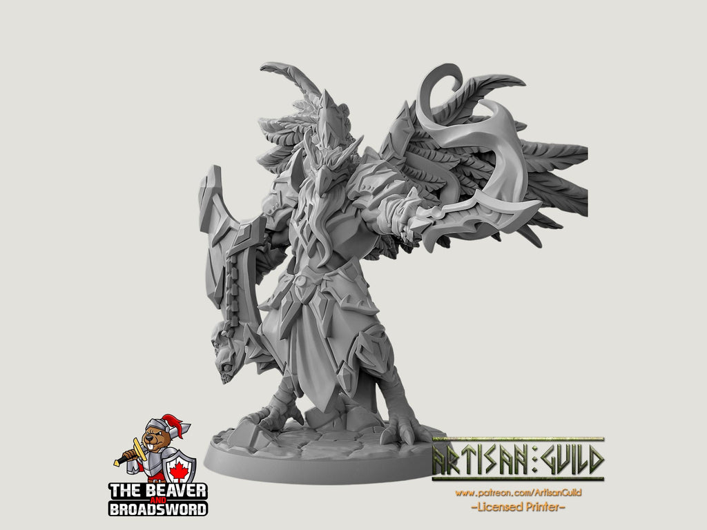 Aarakocra Paladin Cleric premium DnD mini - High Quality Resin Printed 28mm 32mm Tabletop Miniature, Tough, Durable, Figurine and Diorama