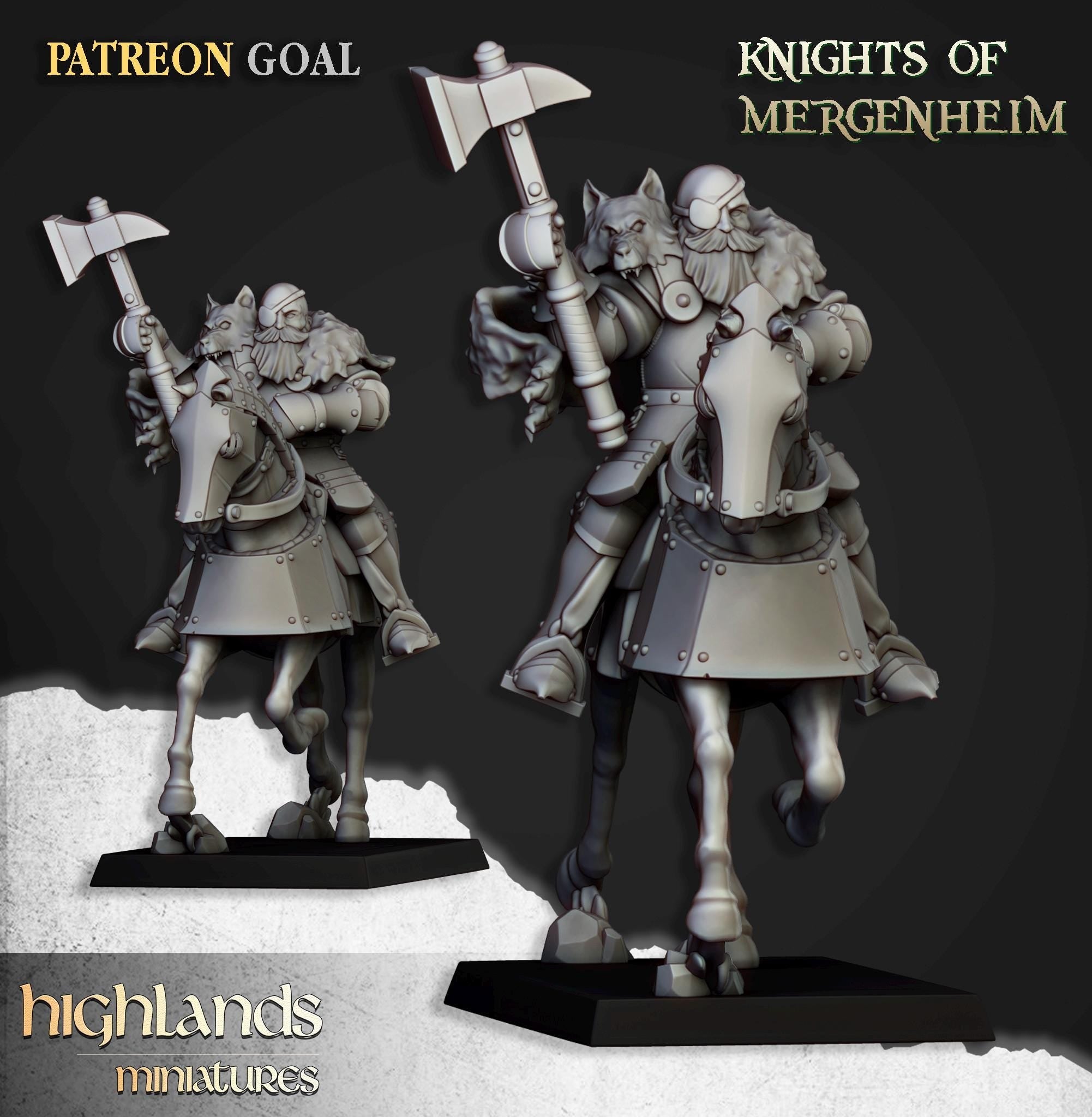 Knights of Mergenheim Miniature Set - 28/32mm Scale Premium Resin Models for Wargaming and RPG, DnD, Human, Sunland, Durable, High Quality