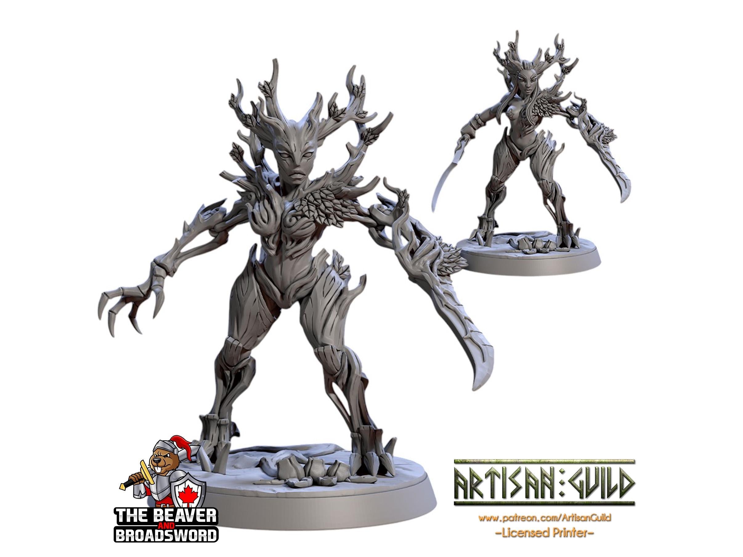 Barkwraith Spriggan A, Fighter, Monster, Fey, DnD, Elven- High Quality Resin Printed 28mm 32mm Tabletop Miniature, Tough Figurine