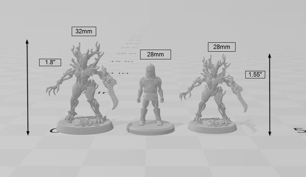 Barkwraith Spriggan A, Fighter, Monster, Fey, DnD, Elven- High Quality Resin Printed 28mm 32mm Tabletop Miniature, Tough Figurine