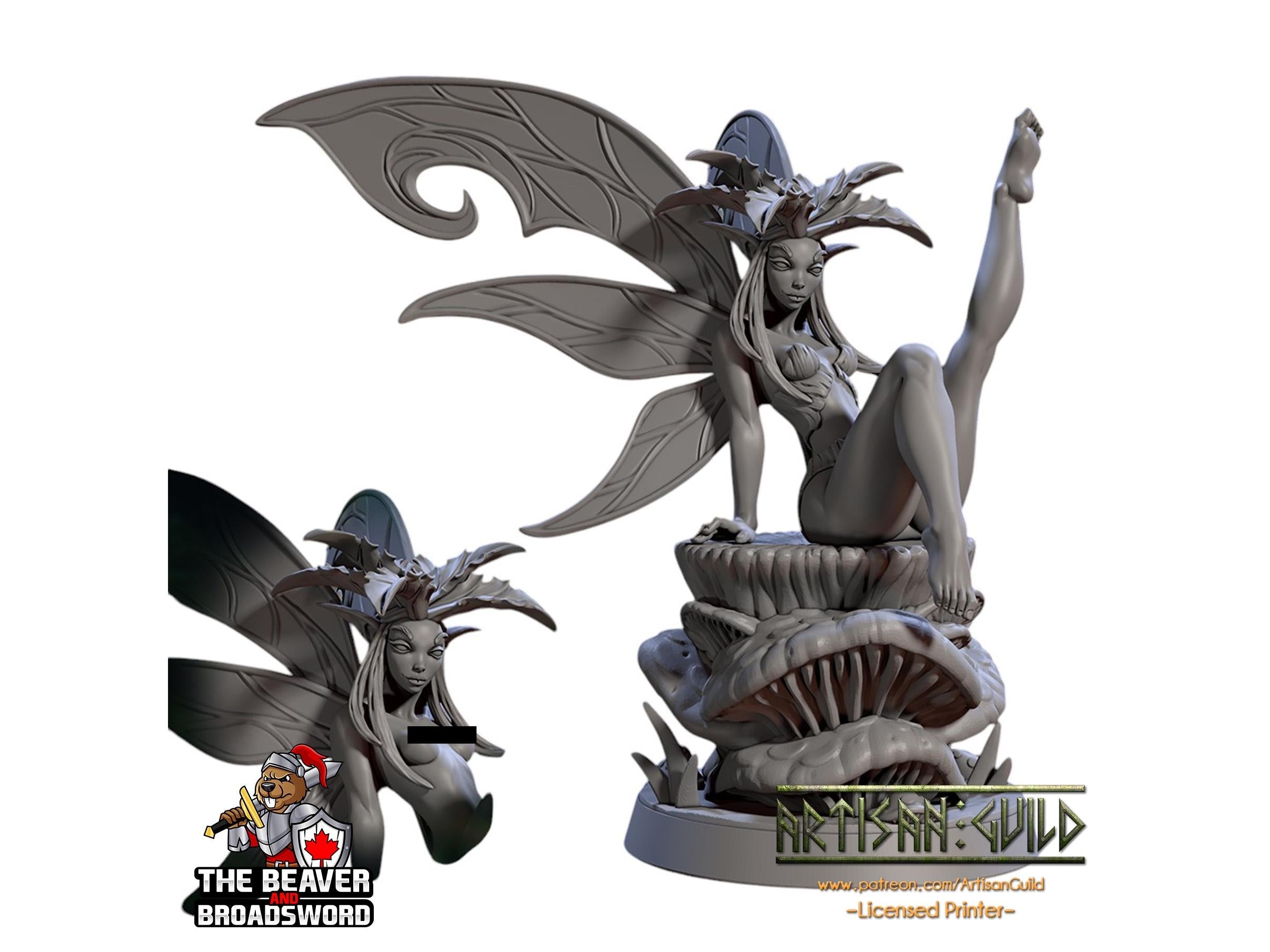 Mandragora, Fairy Pinup Mini - Fey, Monster, Fairy Dryad DnD, Elven- High Quality Resin Printed 28mm 32mm Tabletop Miniature, Tough Figurine