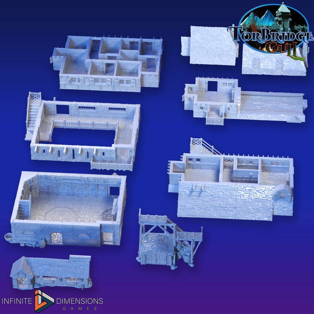 Last Hearth Complete Set Bundle | Diorama | DnD | Wargaming | Building | Village | Town | Inn - High Quality 3D Printed, 15mm, 28mm, 32mm