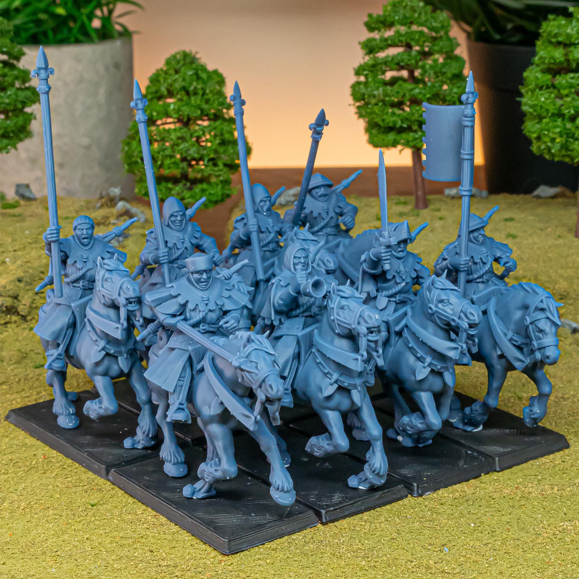 Mounted Men at Arms mini set - 28/32mm Scale Premium Resin Models for Wargaming and RPG, DnD, Human, Gallia, Durable, High Quality Cavalry