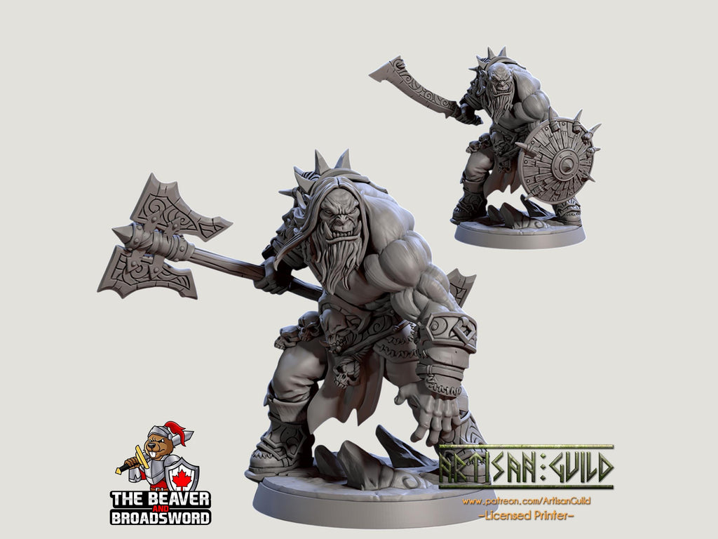 Mountain Orc A Fighter, Barbarian, Ranger premium DnD mini - High Quality Resin Printed 28mm 32mm Tabletop Miniature, Tough Durable Figurine