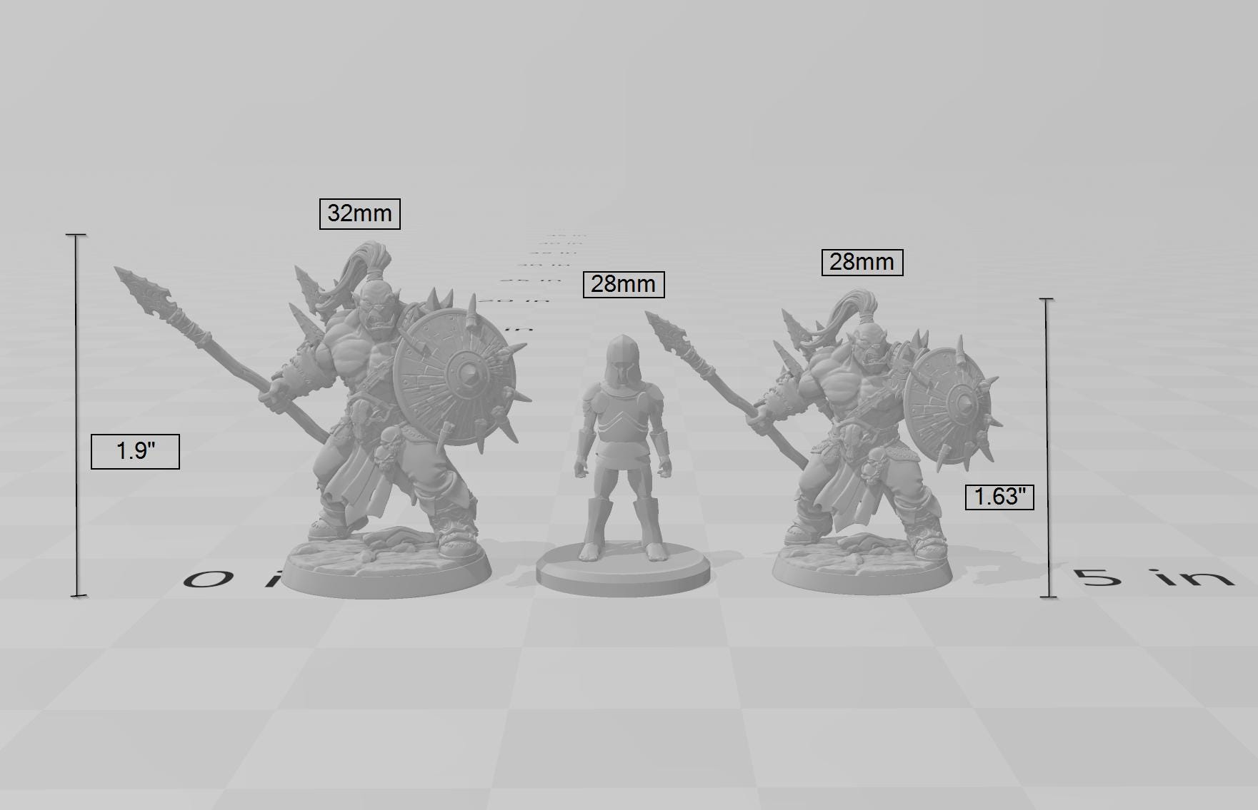 Mountain Orc B Fighter, Barbarian, Ranger premium DnD mini - High Quality Resin Printed 28mm 32mm Tabletop Miniature, Tough Durable Figurine