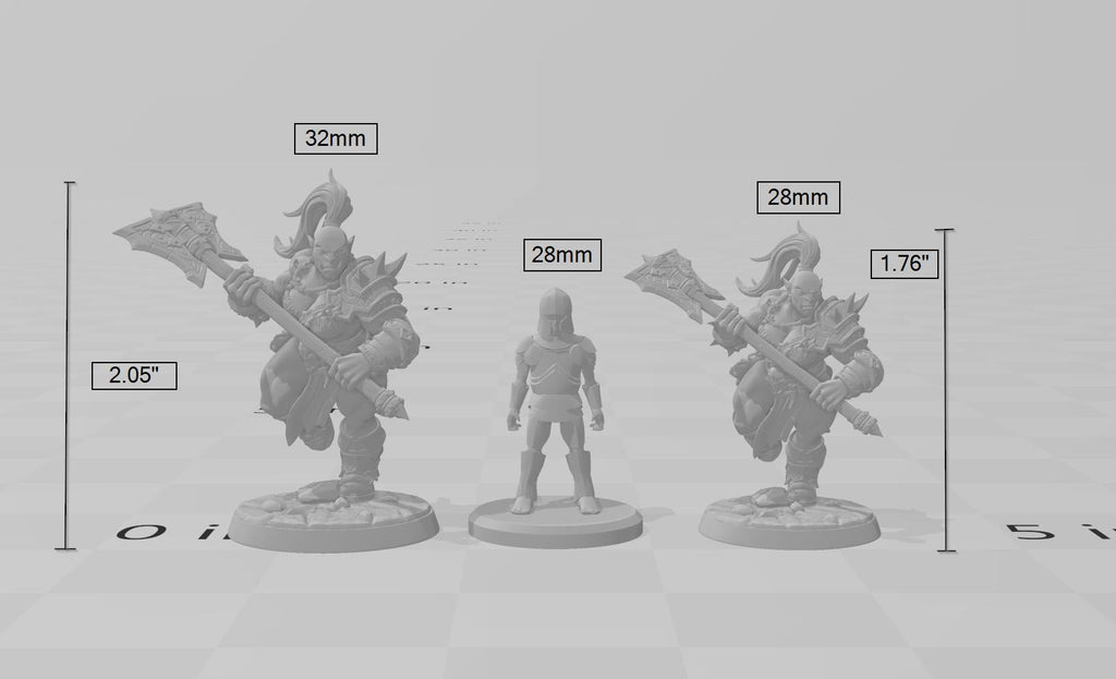 Mountain Orc E Fighter, Barbarian, Ranger premium DnD mini - High Quality Resin Printed 28mm 32mm Tabletop Miniature, Tough Durable Figurine
