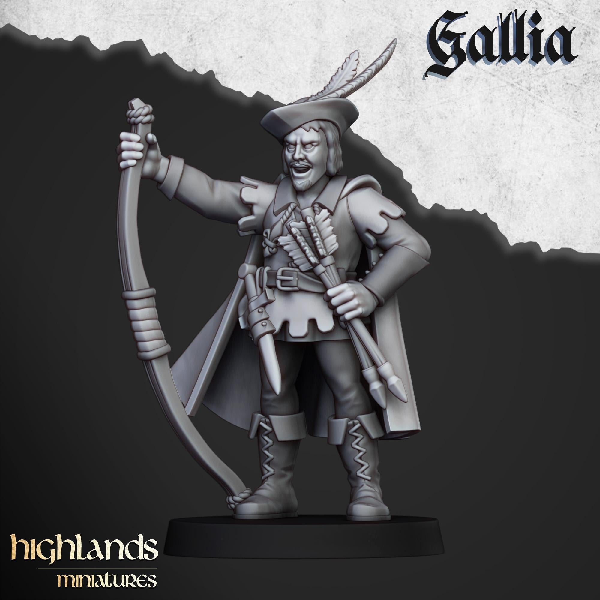 Sherwood Archers - 28/32mm Scale Premium Resin Models for Wargaming and ttRPG, DnD, Human, Gallia, Durable, High Quality, Archer Unit, Hero