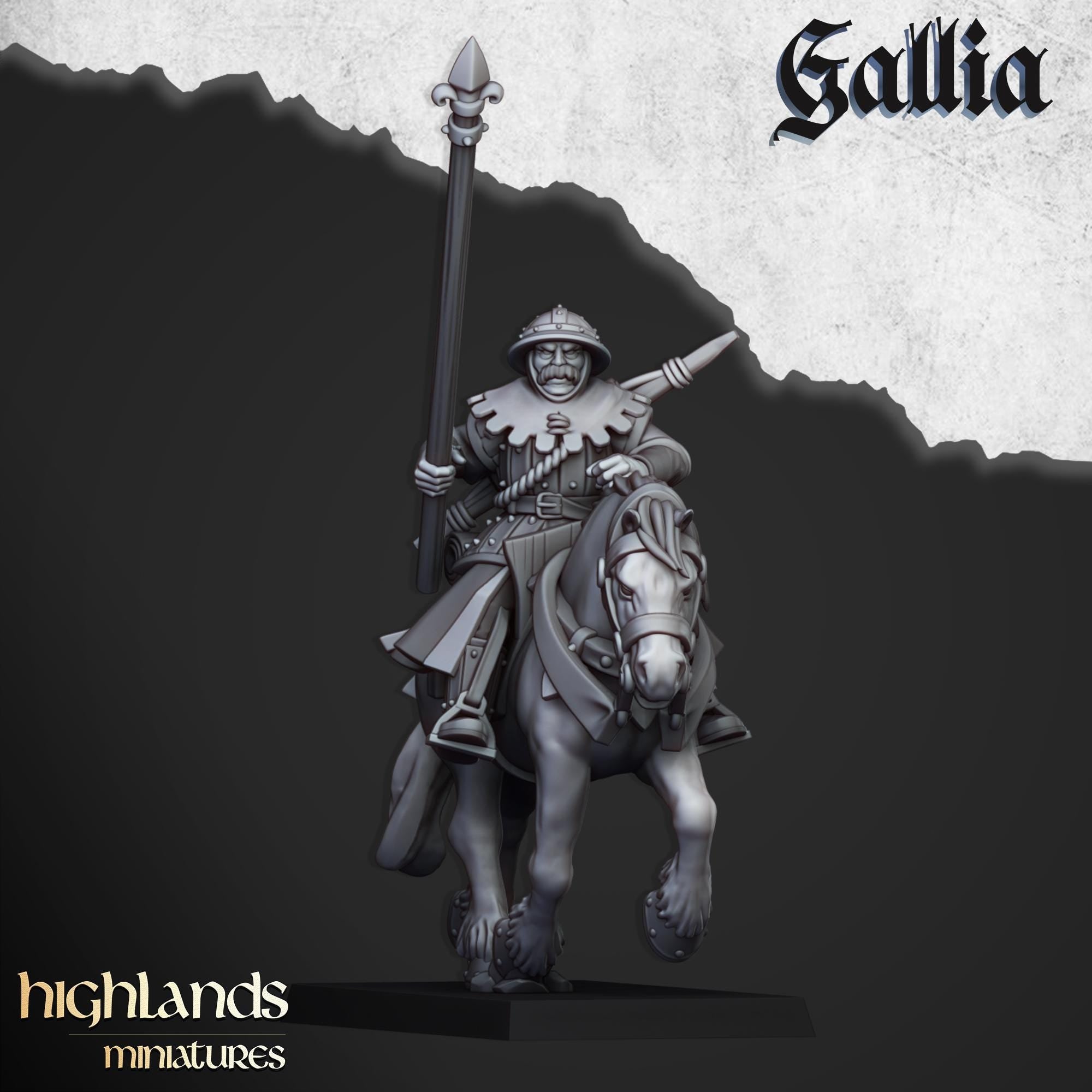 Mounted Men at Arms mini set - 28/32mm Scale Premium Resin Models for Wargaming and RPG, DnD, Human, Gallia, Durable, High Quality Cavalry