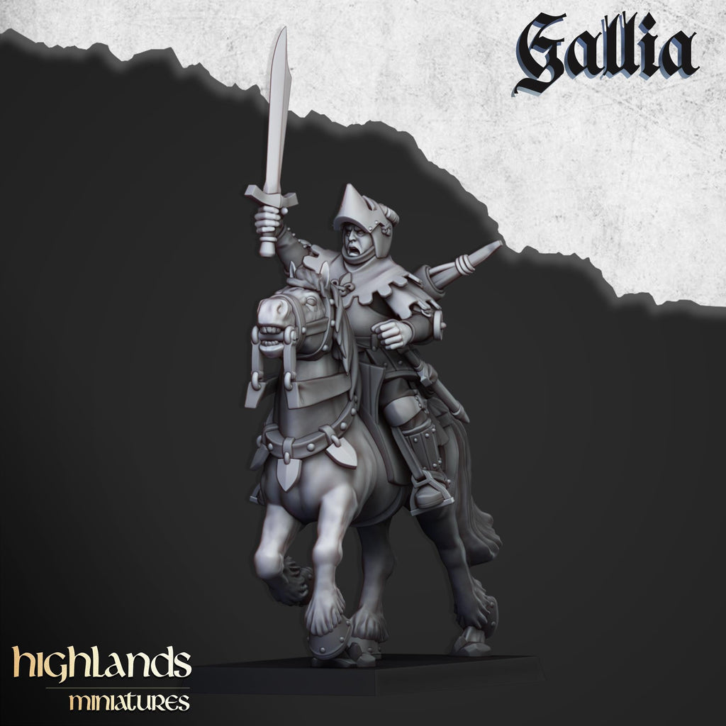 Mounted Men at Arms mini set - 28/32mm Scale Premium Resin Models for Wargaming and RPG, DnD, Human, Gallia, Durable, High Quality Cavalry