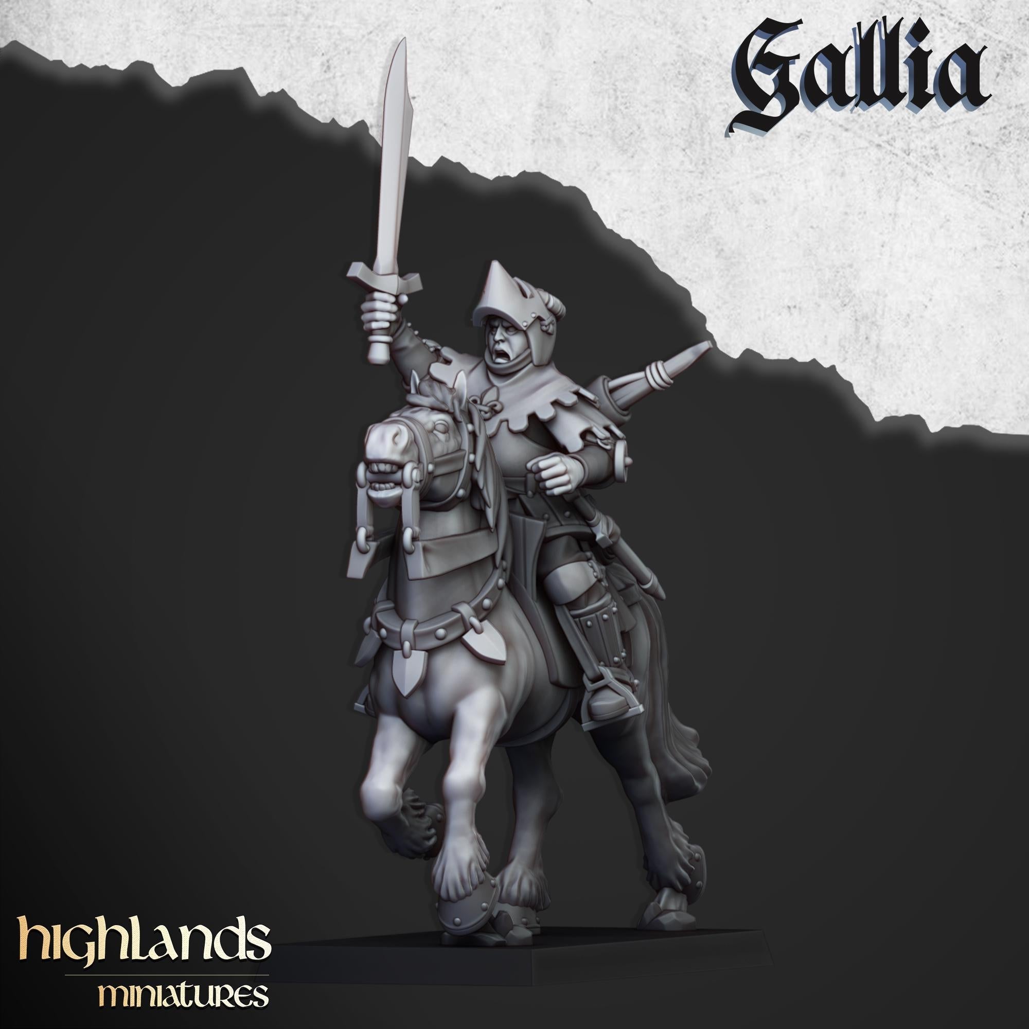Mounted Men at Arms mini set - 28/32mm Scale Premium Resin Models for Wargaming and RPG, DnD, Human, Gallia, Durable, High Quality Cavalry